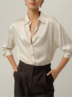 LILYSILK Silk Charmeuse Pinstripe Shirt